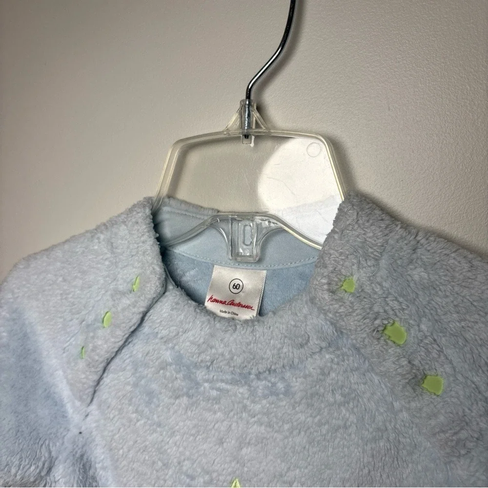 Hanna Andersson Fleece Star Pullover Light Blue Snap Shoulder Top Size 3-6 Month